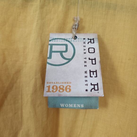 Roper Womens Boho Cottagecore Peasant Bell Sleeve Organic Cotton Yellow Top‎ XS - Picture 8 of 12